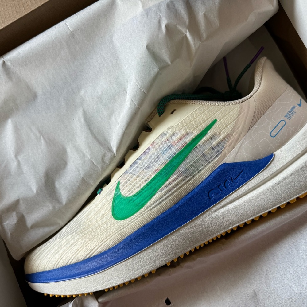 Nike Cream and Blue Sneakers Modern Design
